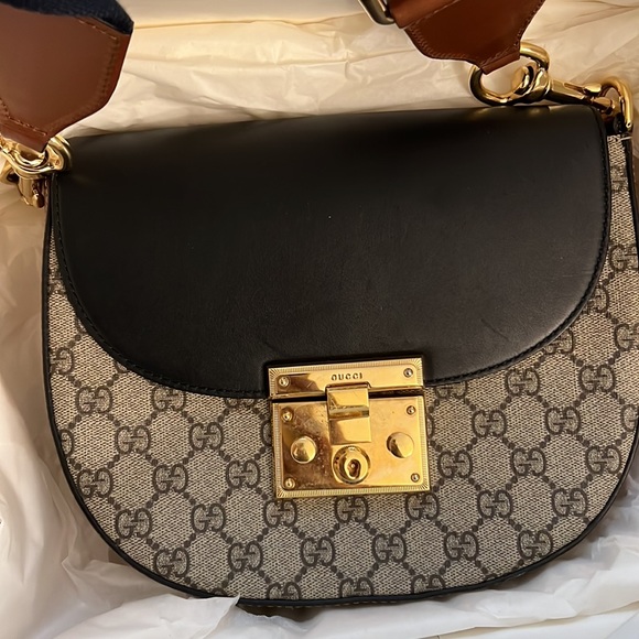 Gucci Handbags - GG Supreme Monogram Web Medium Gucci Padlock Shoulder Bag